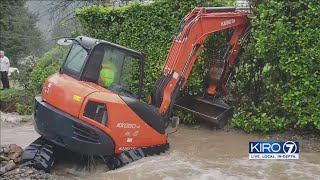 VIDEO: Flood waters in Issaquah push construction equipment to limit