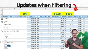 Sum Formula that Updates Automatically when you Filter Data in Excel | Subtotal