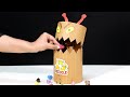 How To Make Mini Funny Trash Bin Toy From Cardboard! DIY Recycle Bin