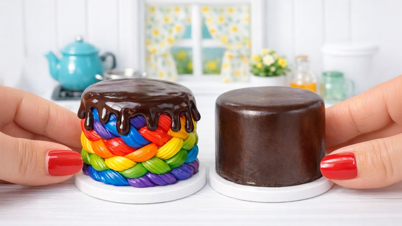 Making Two Tier Chocolate Rainbow Cake Decorated with a Colourful Heart | Sweet Shop 😍