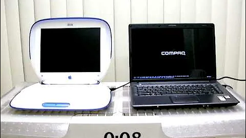 Bootup Challenge between an old Apple iBook and a Vista computer