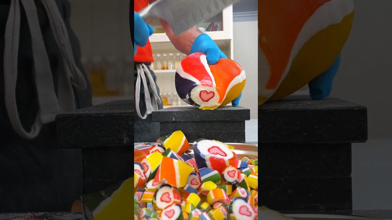 Huge Candy ❤️ Heart Cut into a Million Pieces ASMR Design Sound 