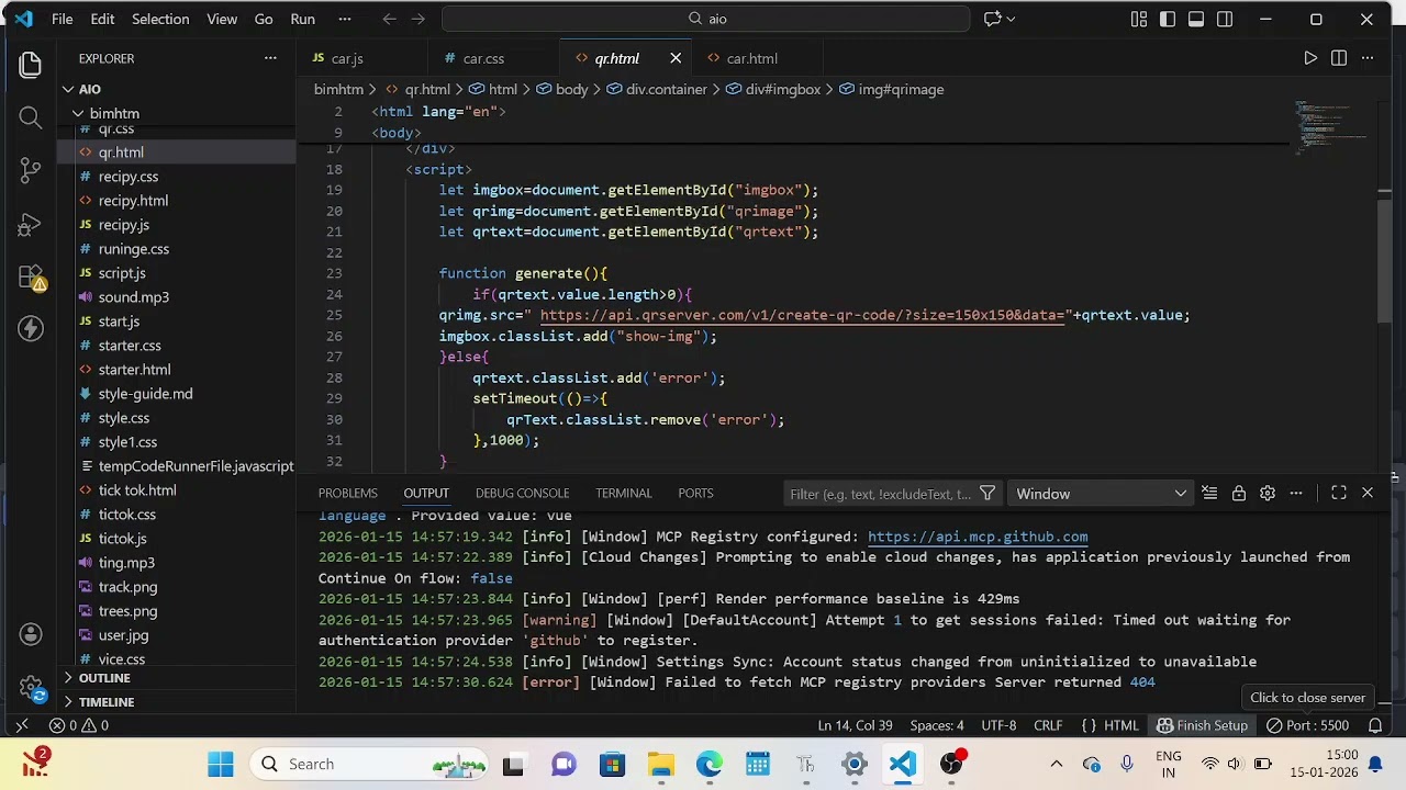 qr code generate by html,css,java script 