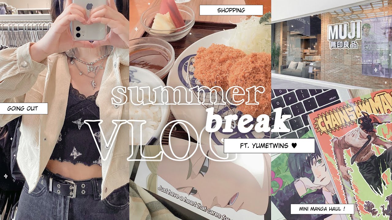 📋 summer break vlog : manga shopping & haul, muji, tokyo revengers + genshin ! ( ft. yumetwins )