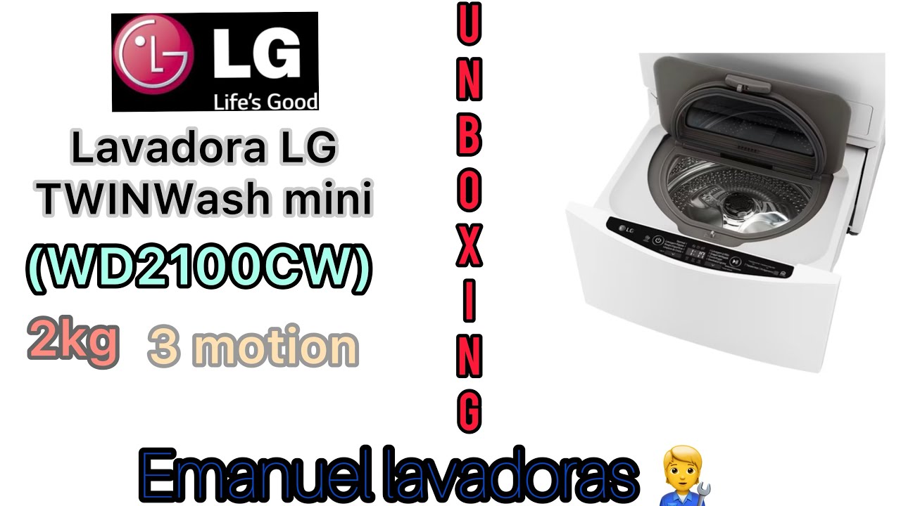 unboxing lavadora Lg TWIN wash mini 2kg (WD2100CW) 