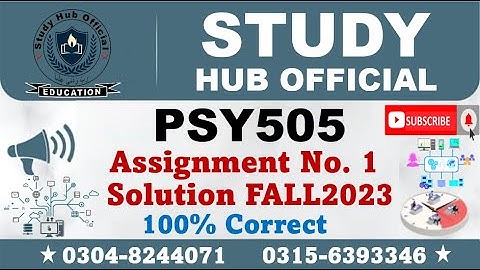 PSY505 Assignment 1 Solution Fall 2023, PSY505 Assignment 1 solution 2023, PSY505 assig 1 solution
