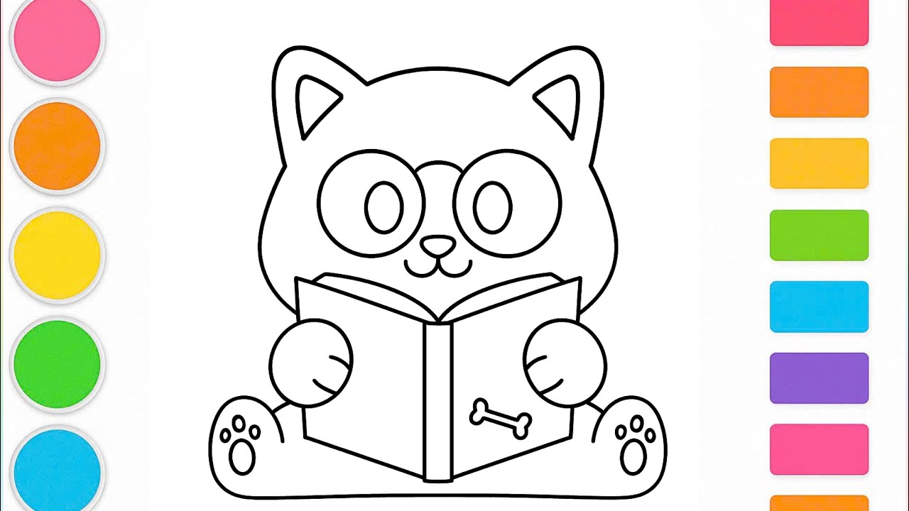 How to draw a cute dog reading a book step by step YouTube