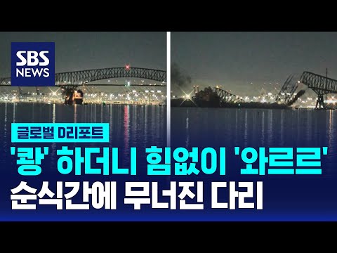 선박 충돌 후 다리 붕괴…다수 차량 충돌, 긴급 수색 / SBS / #D리포트