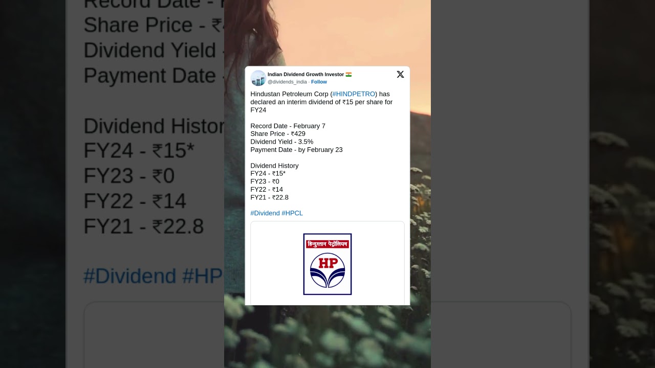 Hindustan Petroleum Corporation Ltd has declared an interim dividend for FY 2024. 