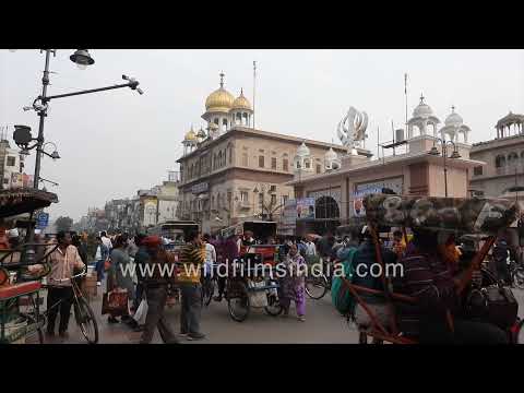 Gurudwara Sis Ganj Sahib and bustling streets of Chandni Chowk in Old Delhi