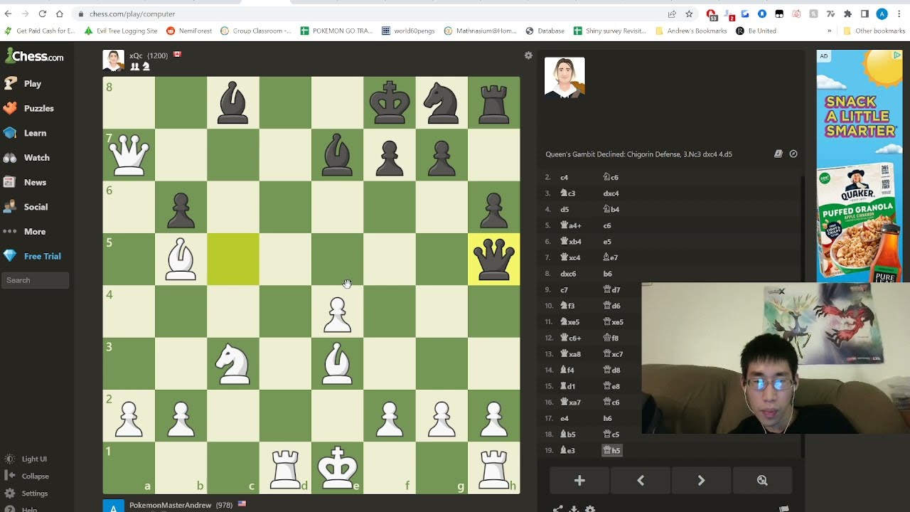 Playing Chess Online Vs Bot XQC Rematch 2.0