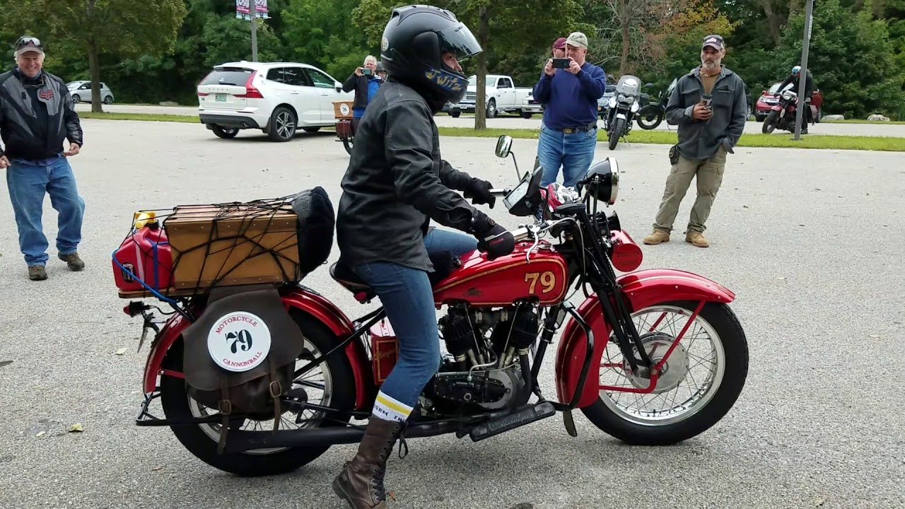 Motorcycle Cannonball Pat Simmons, Cris Simmons and Jody Perewitz Antique Harleys