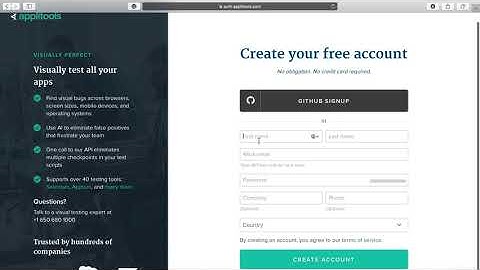Applitools - Create Free Account (Part 2)