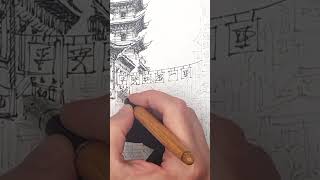 Time-lapse drawing of a market street in China. #shanghai