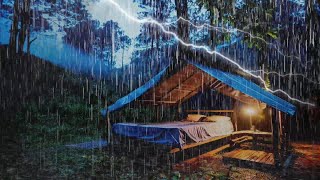 Heavy Rain In Tin Roof At Stormy Night | Rain And Thunder Sound For Sleep, Study, Meditation, Relax