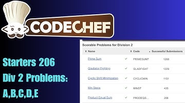 CodeChef Starters 206 Div 2  | Video Solutions - A to E