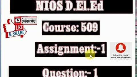 NIOS Deled Course 509 Assignment 1 Q.No.1 in Punjabi