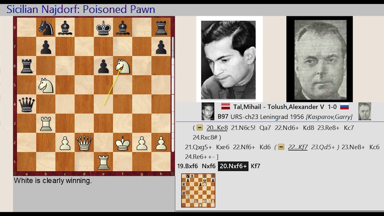 How To Play Chess || B97: Sicilian Najdorf: Poisoned Pawn || Tal vs Tolush,  URS-ch23 1956