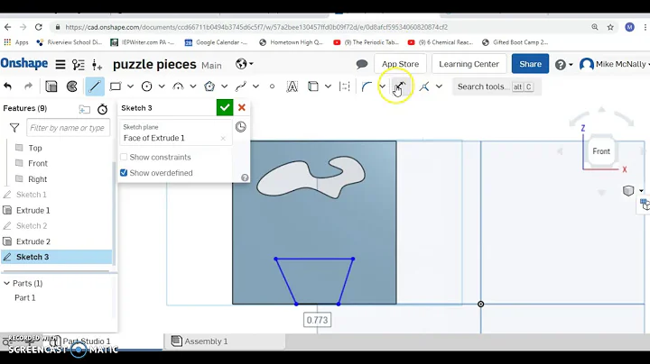 OnShape - Puzzle Piece - dimensioning angles