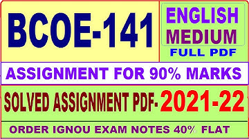 bcoe-141 solved assignment 2021-22 / bcoe 141 solved assignment in English / ignou bcoe 141