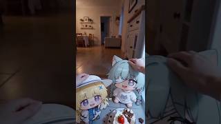 Cute Chibi Cat Girl & Ani Eating Cake IRL! 💖 Mixed Reality Anime