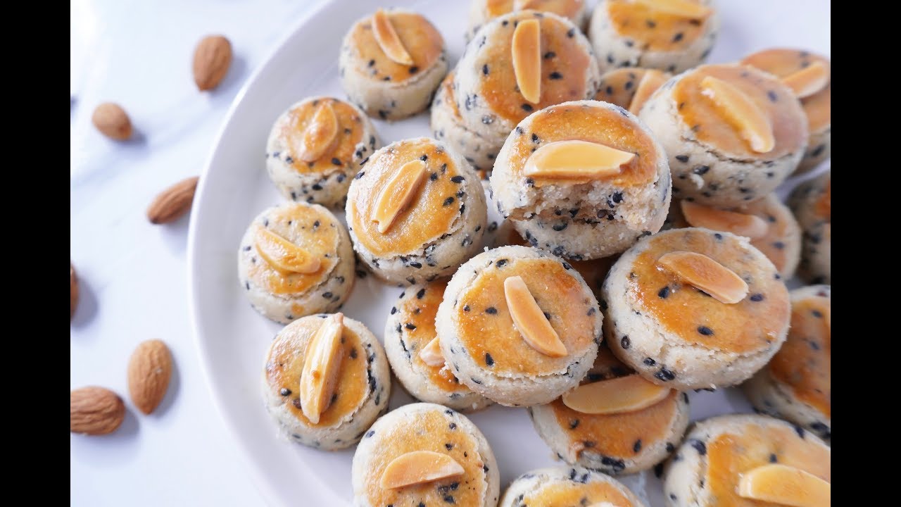 สูตรคุกกี้สิงคโปร์เพื่อสุขภาพ อัลมอนด์งาดำ ไม่ใส่เนยขาว - Singapore Cookies (Almond & Black Sesame)