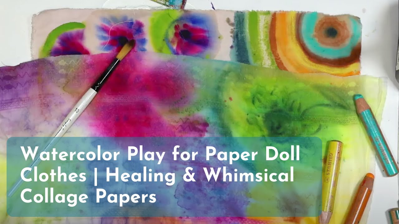 Watercolor Play for Paper Doll Clothes | Healing & Whimsical Collage Papers