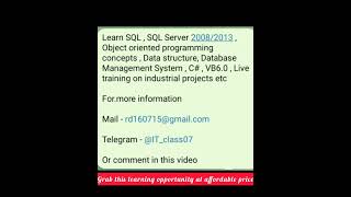 Learn SQL , C# , OOPS Concepts , Database Management System #sql #database #learning #data