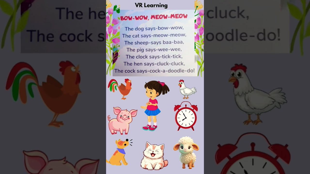 Bow Bow, Meow Meow Nursery poem || Kids Nursery poem || Poem for preschool kids