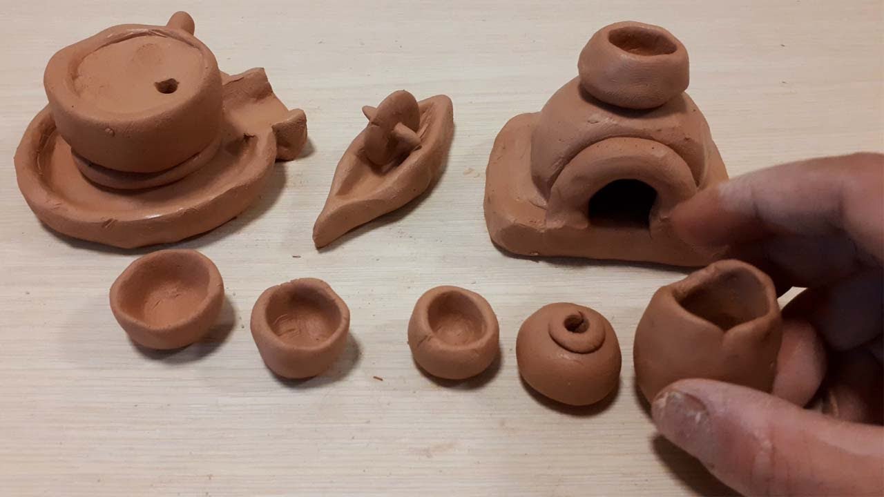 Building a Realistic Miniature Rice Milling Machine and Kitchenware Set with Clay