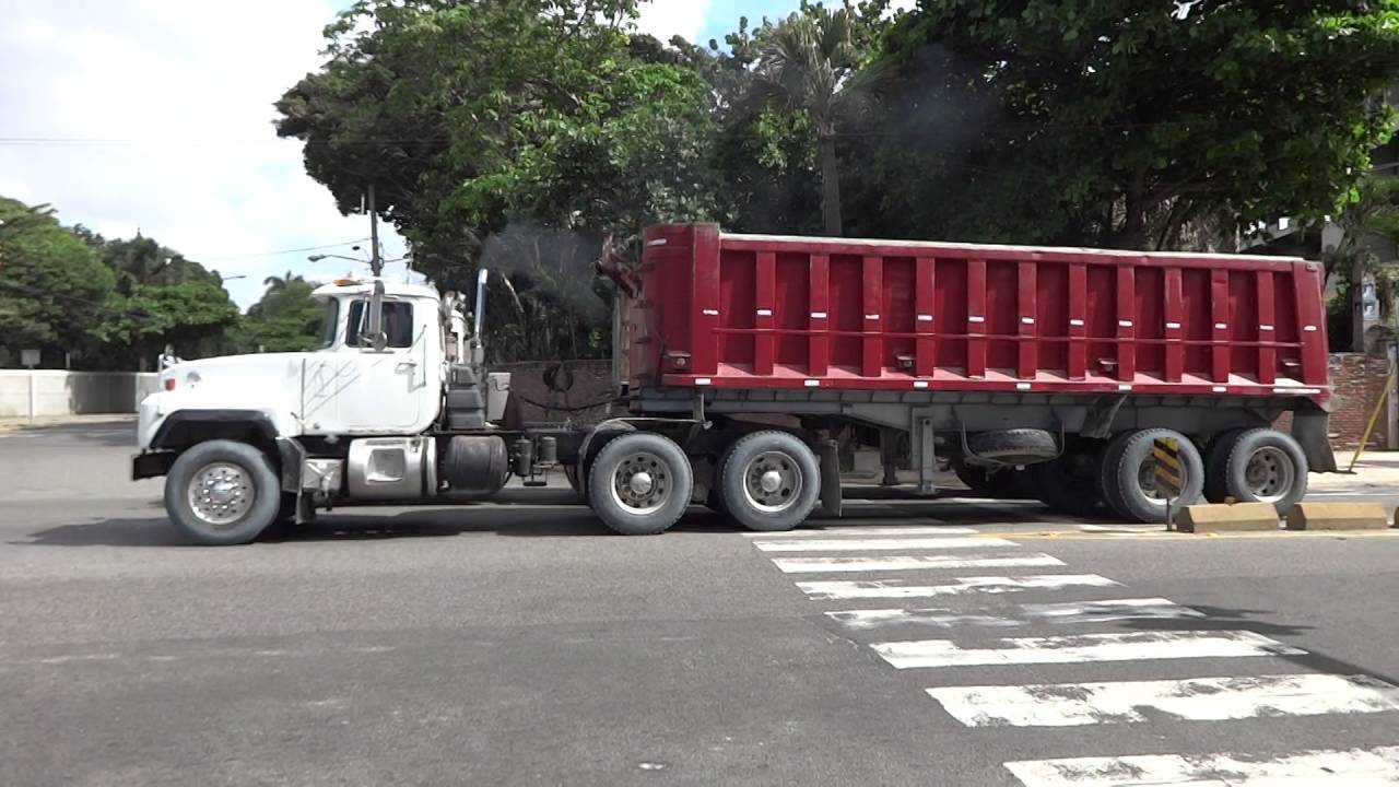 2 Mack RD trucks  with a dump trailer  YouTube