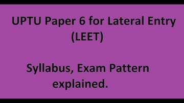 UPTU LEET syllabus for Paper 6 - Lateral Entry Exam syllabus explained | EngineeringStuds.com