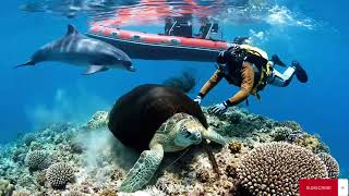 When a Dolphin Leads a Rescue: Freeing a Sea Turtle from a Ghost Net #seaturtlerescue  #ghostnet