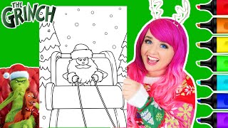 Coloring The Grinch Santa Sleigh Christmas Coloring Page | Ohuhu Art Markers