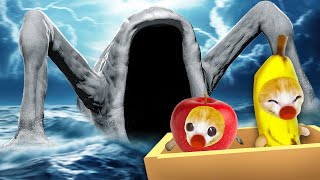 Deep Ocean Horror: Banana Cat’s Facing the Sea Eater Monster!🐱Banana Cat Compilation | Cat MEME