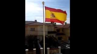 Bandera española ondeando con mastil. Spanish flag pole  Waving flag