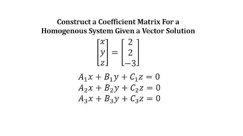 Construct a Coefficient Matrix For a Homogenous System Given a Vector Solution