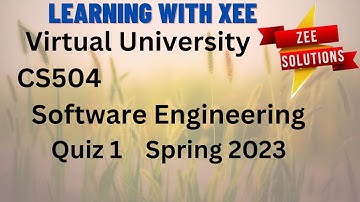 CS504 Software Engineering Quiz 1 spring 2023 Virtual University of Pakistan