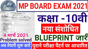 Mp Board Exam 2021 | कक्षा 10वी  ब्लूप्रिंट जारी हुआ | 10th New Blueprint | प्रॉब्लम सॉल्व | latest