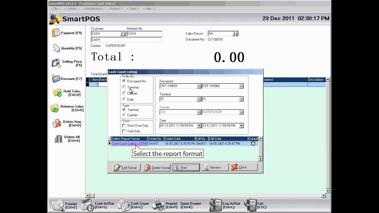 Smart POS Cash Count Listing Tutorial