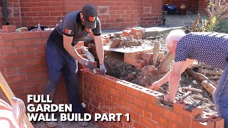 Bricklaying  Full Garden Wall Build  Part 1