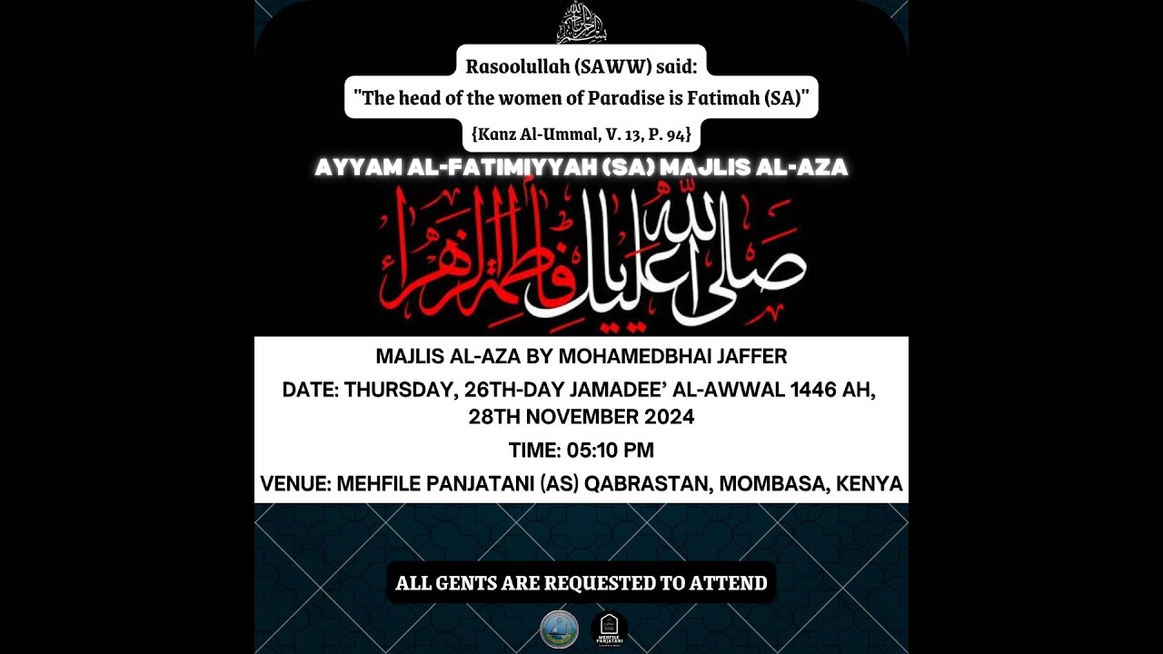 Ayyam Al-Fatimiyyah (SA) Majlis Al-Aza | Mehfile Panjatani (AS) Qabrastan, Mombasa, Kenya