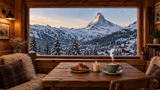 Switzerland Café Jazz: Winter Chill & Cozy Snowfall Ambience