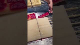 the stage of turning the baked dough over so that it cooks evenly