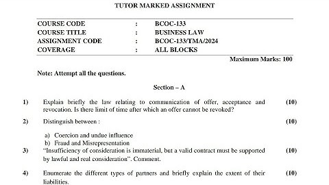 BCOC-133 BBA Solved Assignment  2024 - 2024 | IGNOU BBA 2nd Semester Solution July 2k24 Video