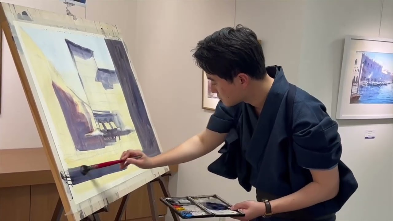 矢野元晴 水彩画展【松坂屋上野店】ライブペインティングDAY1(25/1/29