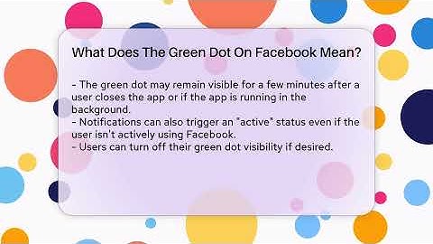 What Does The Green Dot On Facebook Mean? - Everyday-Networking