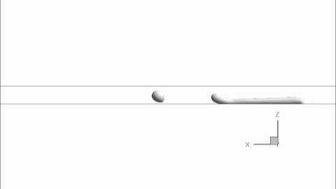 CFD of Droplet breakup in Microfluidic T-Junction, XZ View