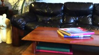 Black 1970s Naugahyde Sofa on Wooden Base
