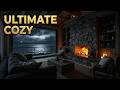 Cozy Fireplace Ambience | Stormy Night by the Ocean